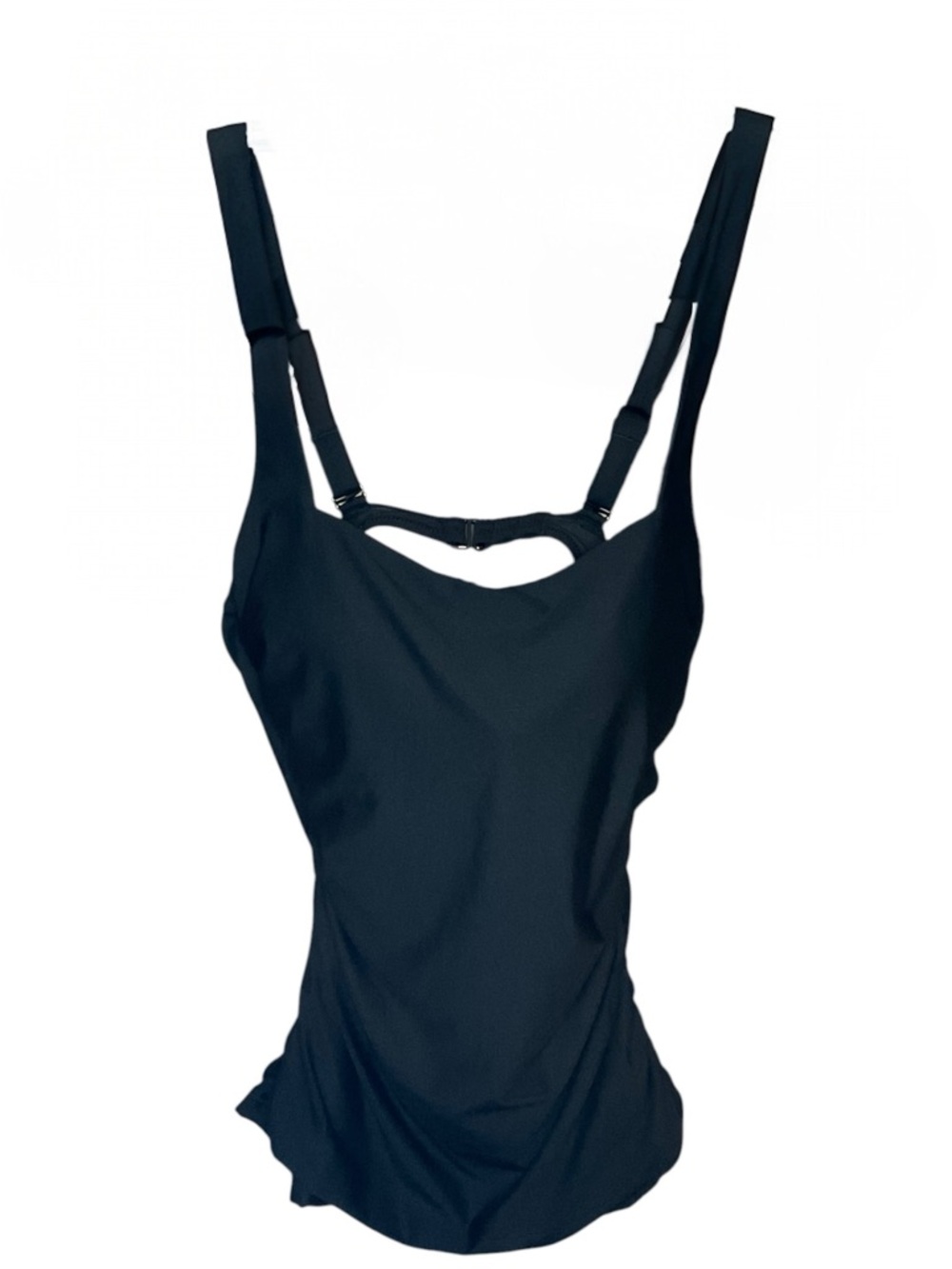 Athleta Square Neck Bra Cup Tankini Top 34 B/C Tall Black